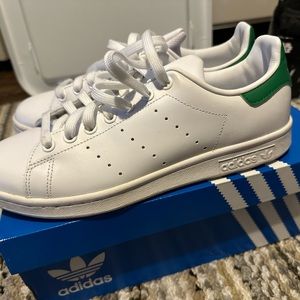 White and Green Adidas Stan Smith Sneakers